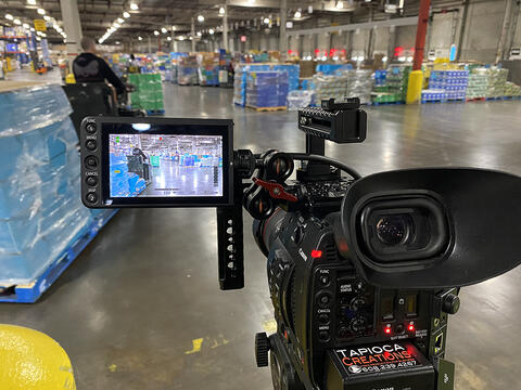 Training video footage in grocery warehouse